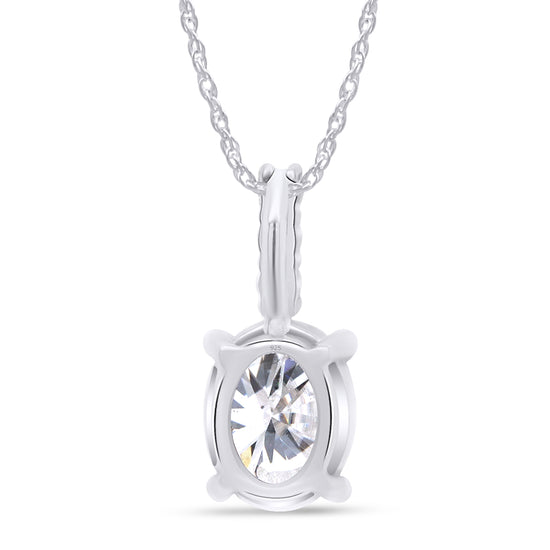 9X7MM Oval Lab Created Moissanite Diamond Solitaire Pendant Necklace for Women In 925 Sterling Silver