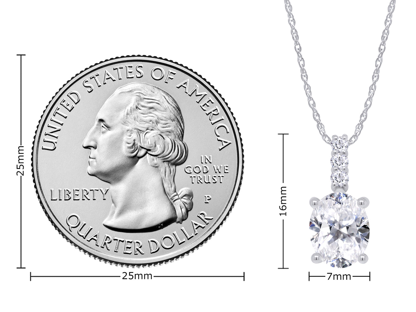 9X7MM Oval Lab Created Moissanite Diamond Solitaire Pendant Necklace for Women In 925 Sterling Silver