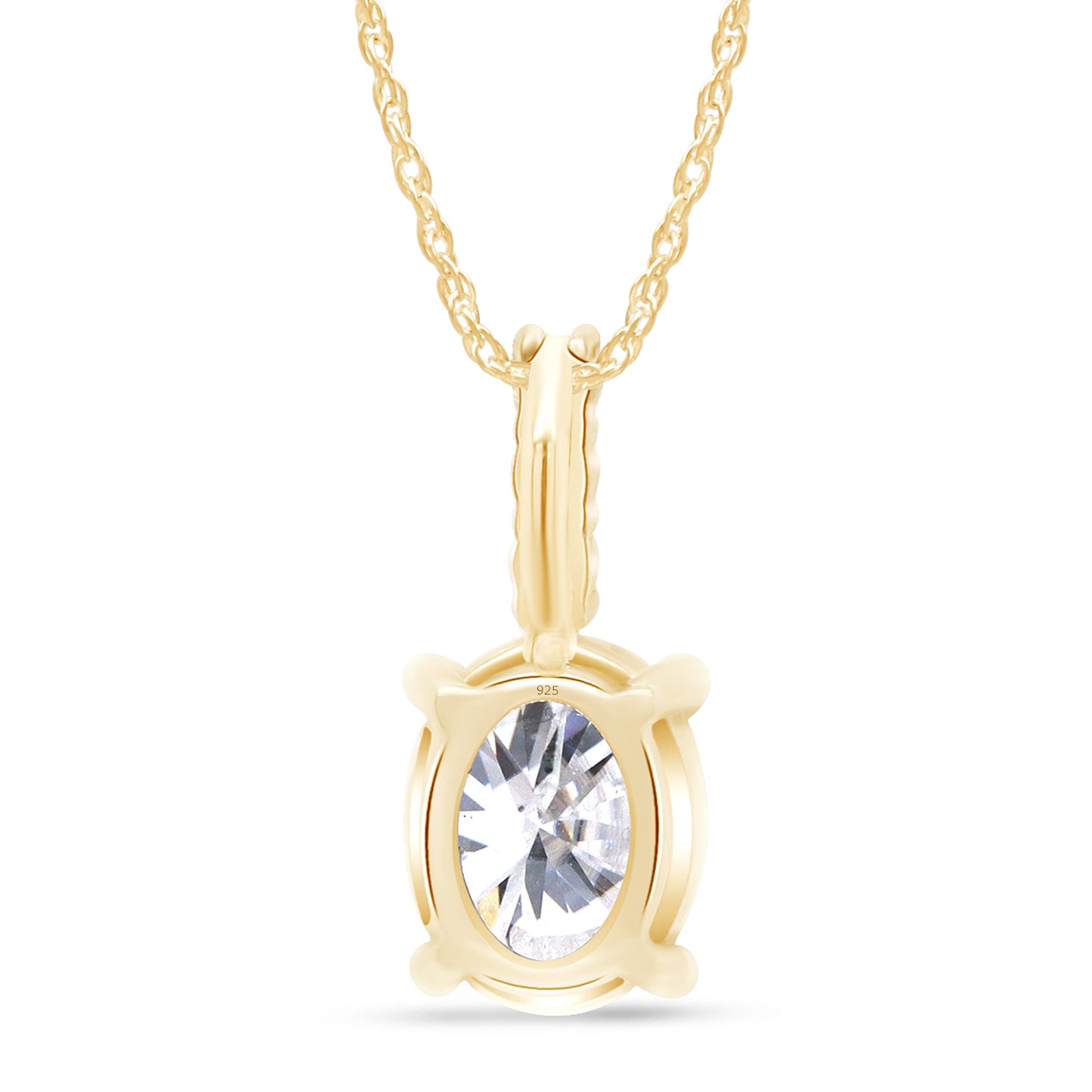 9X7MM Oval Lab Created Moissanite Diamond Solitaire Pendant Necklace for Women In 925 Sterling Silver