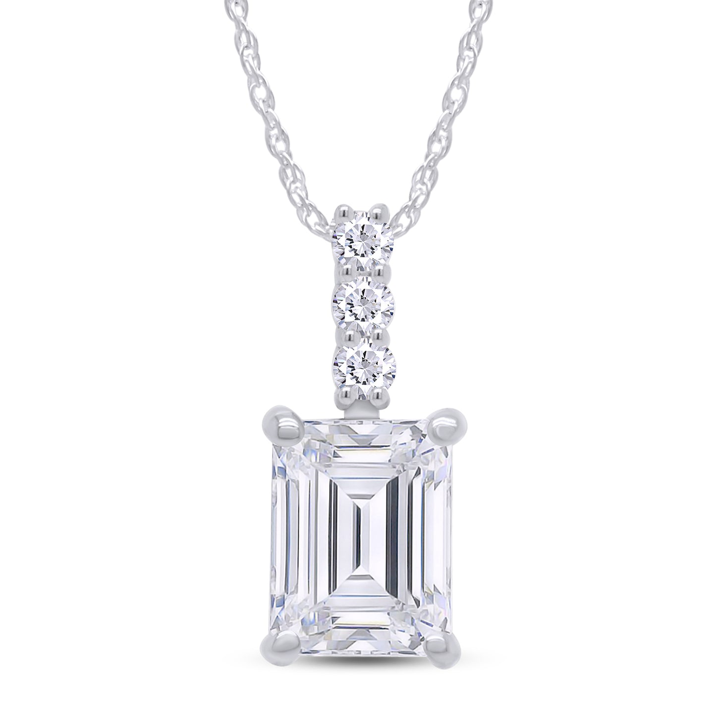 8X6MM Emerald Lab Created Moissanite Diamond Solitaire Pendant Necklace for Women In 925 Sterling Silver