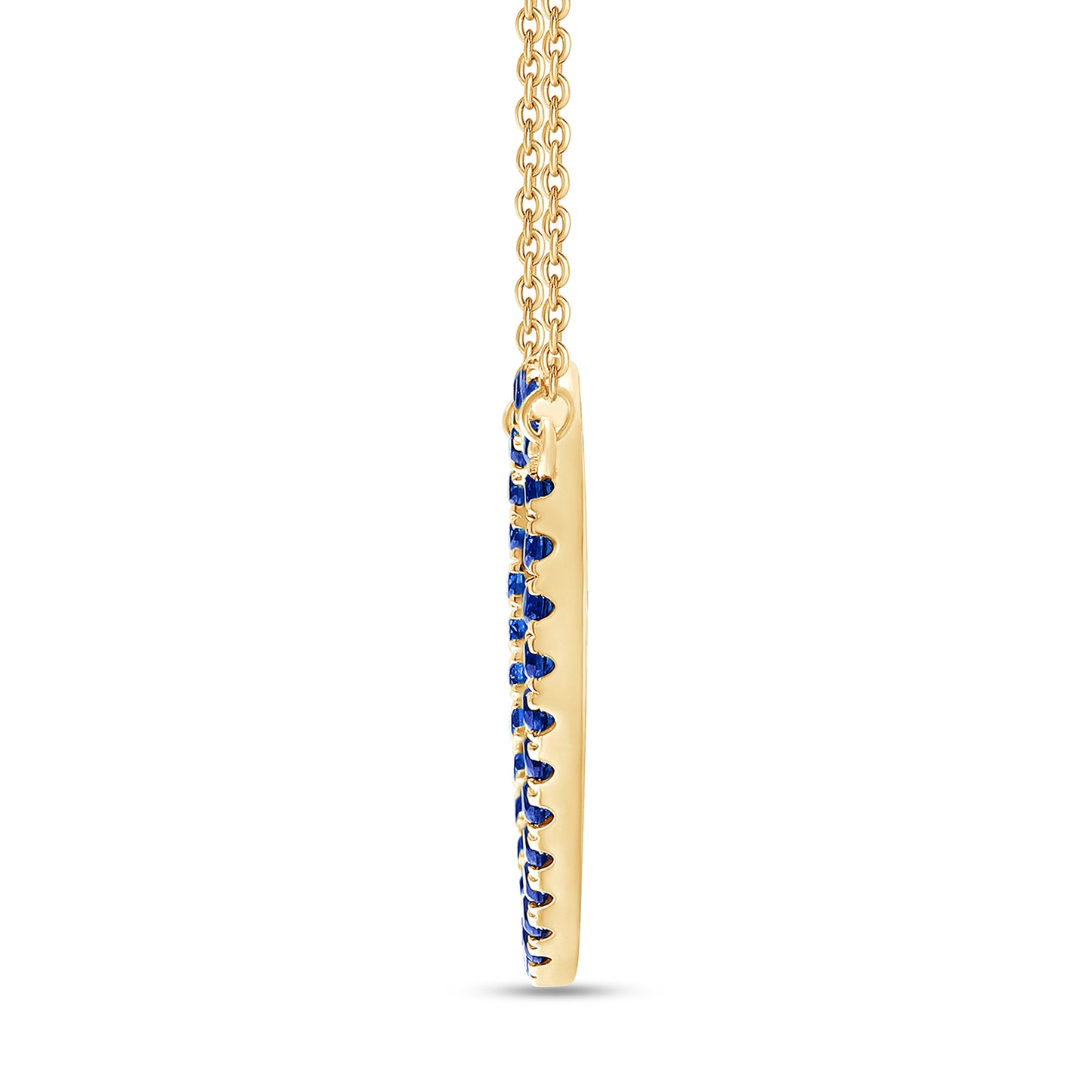Round Cut Simulated Blue Sapphire Open Heart Pendant Necklace For Womens In 10K Or 14K Solid Gold And 925 Sterling Silver