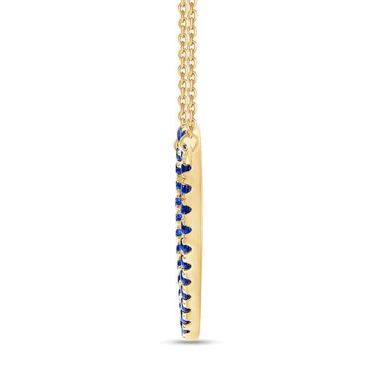 Round Cut Simulated Blue Sapphire Open Heart Pendant Necklace For Womens In 10K Or 14K Solid Gold And 925 Sterling Silver
