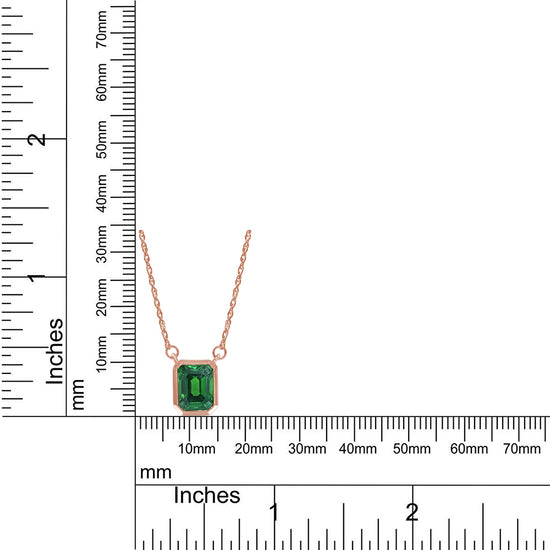 Load image into Gallery viewer, 8X6MM Bezel Set Simulated Green Emerald Solitaire Pendant Necklace For Women In 10K &amp;amp; 14K Solid Gold And 925 Sterling Silver
