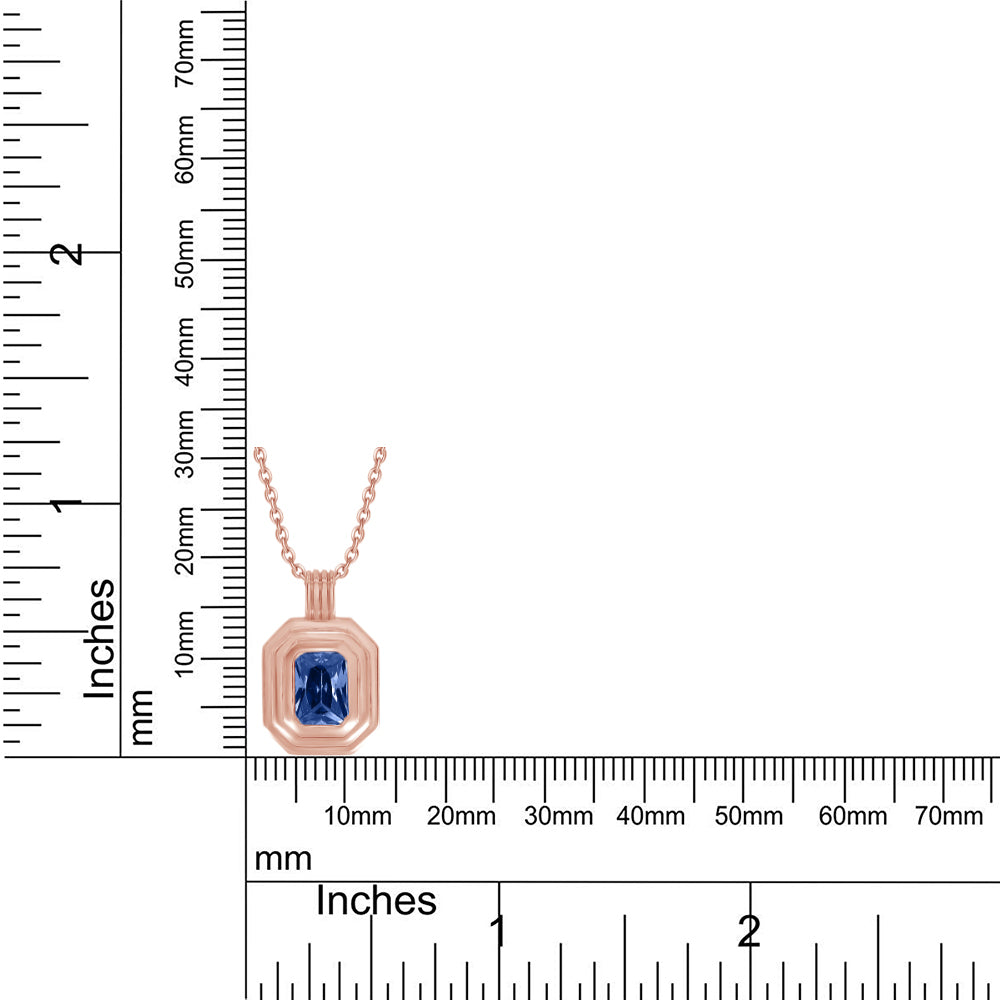 Load image into Gallery viewer, 7X5MM Bezel Set Simulated Blue Sapphire Solitaire Pendant Necklace For Women In 10K &amp;amp; 14K Solid Gold And 925 Sterling Silver
