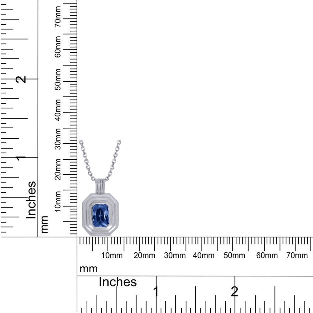 7X5MM Bezel Set Simulated Blue Sapphire Solitaire Pendant Necklace For Women In 10K & 14K Solid Gold And 925 Sterling Silver