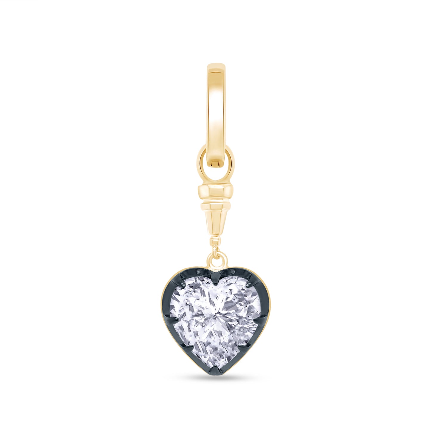 Two Tone Love Heart Pendant, 2.95 Carat 9MM Heart Shape Lab Created Moissanite Diamond In 10K Solid Gold Heart Lover Pendant Valentine Jewelry Wedding Gift