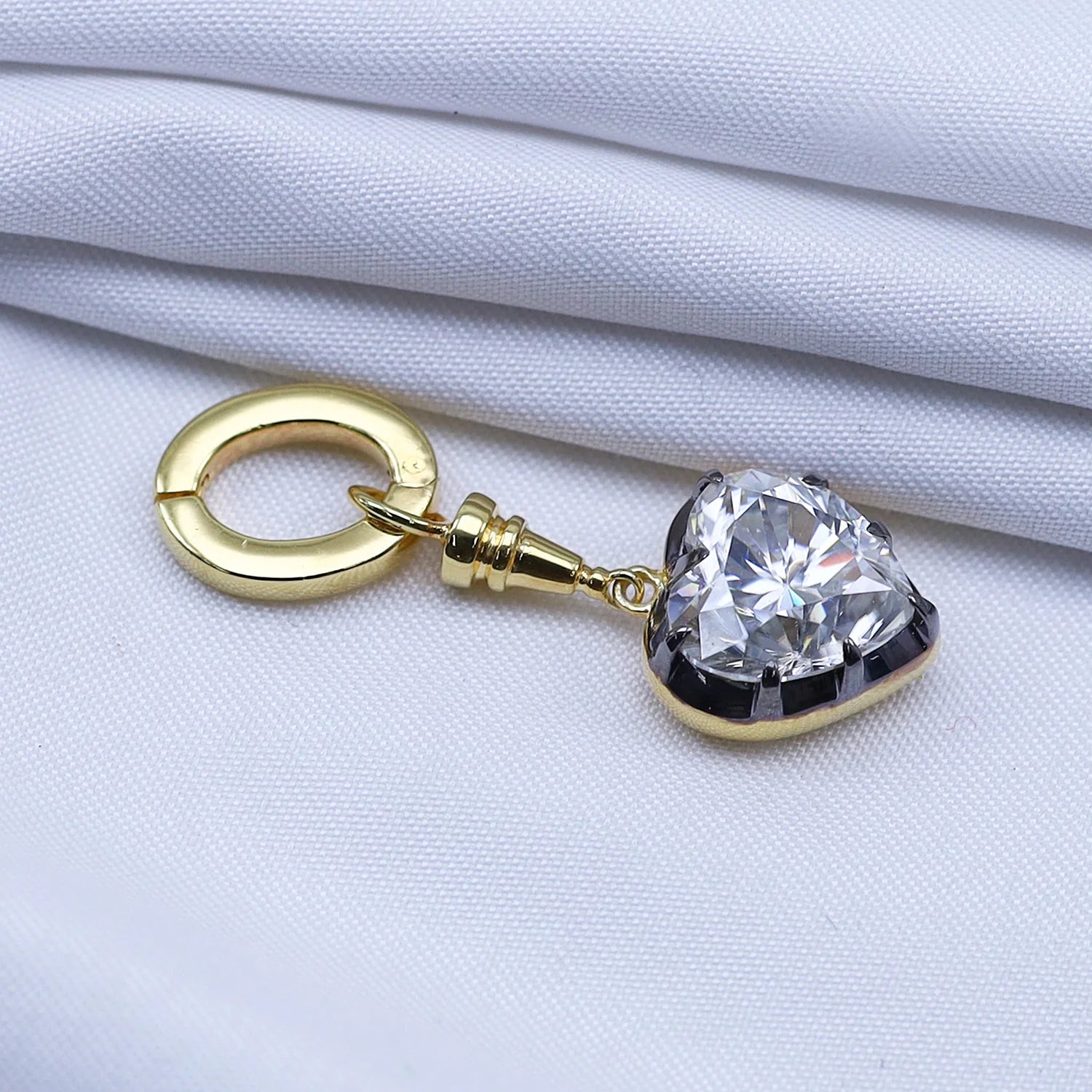 Two Tone Lab Created Moissanite Love Heart Pendant