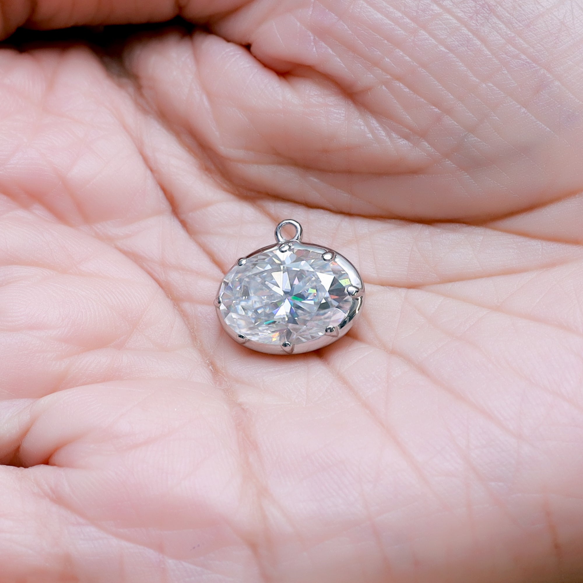 Fancy Shape Moissanite Georgian setting pendants in 925 Sterling Silver