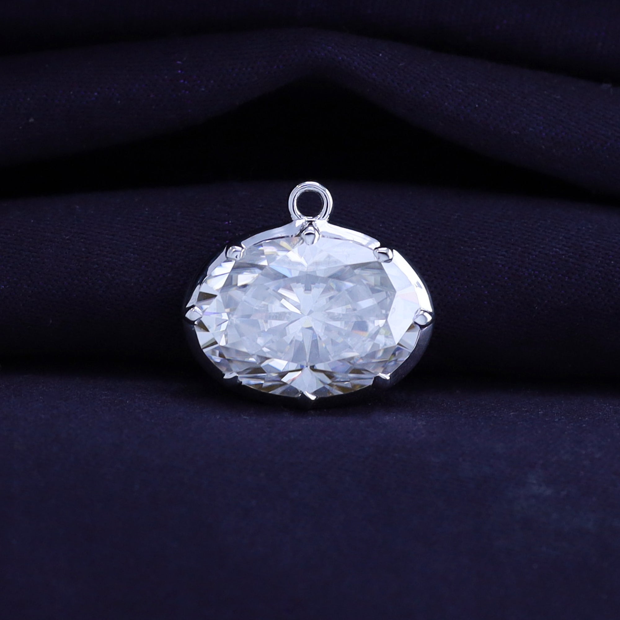 Fancy Shape Moissanite Georgian setting pendants in 925 Sterling Silver