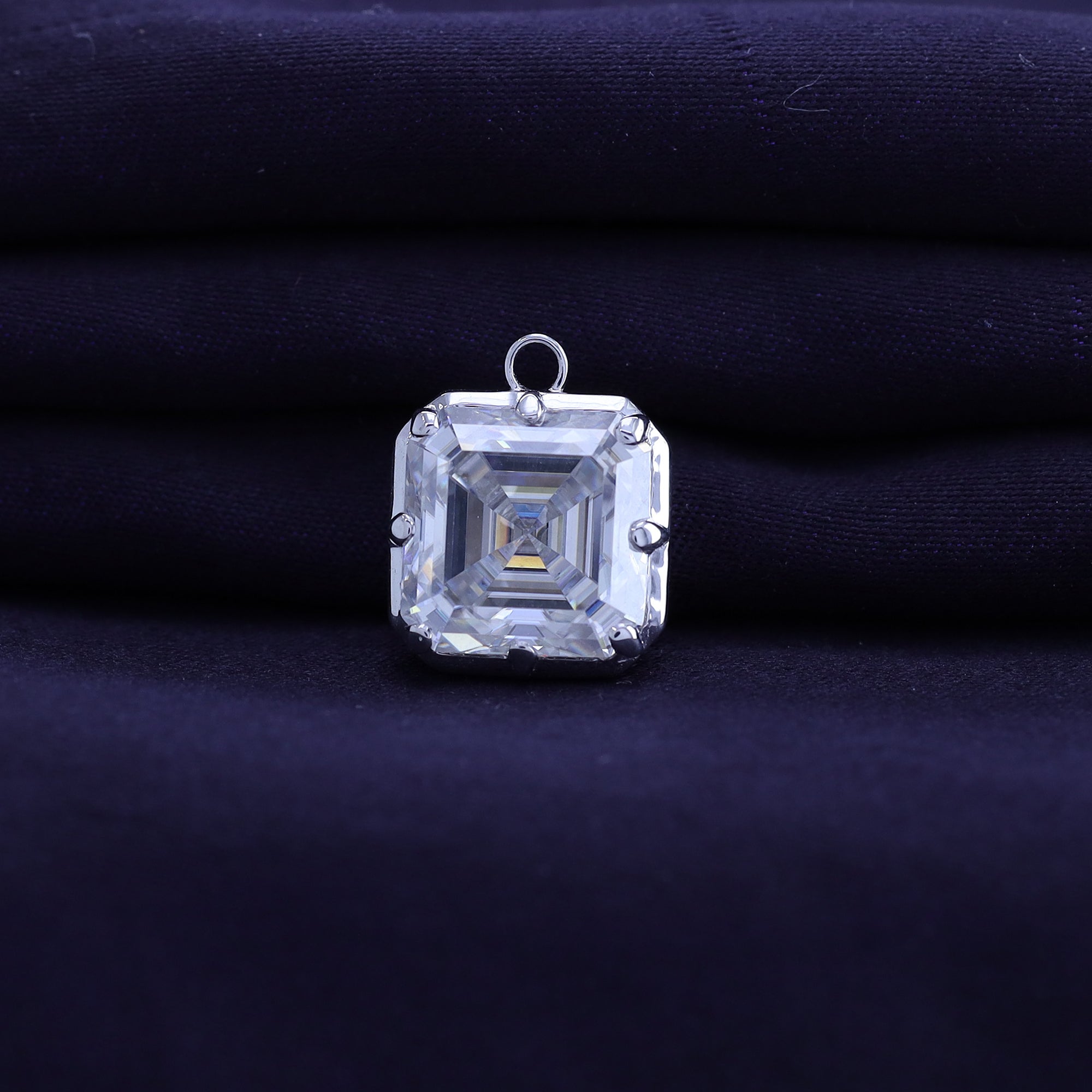 Fancy Shape Moissanite Georgian setting pendants in 925 Sterling Silver