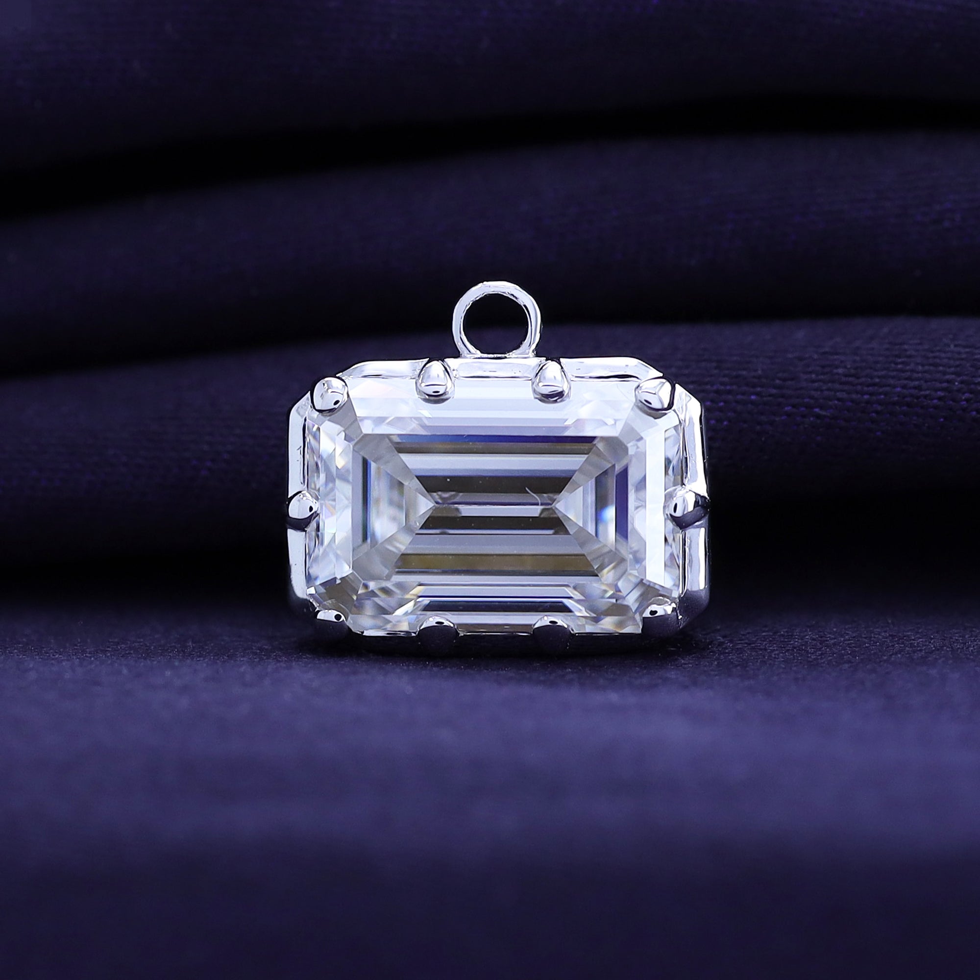 Fancy Shape Moissanite Georgian setting pendants in 925 Sterling Silver