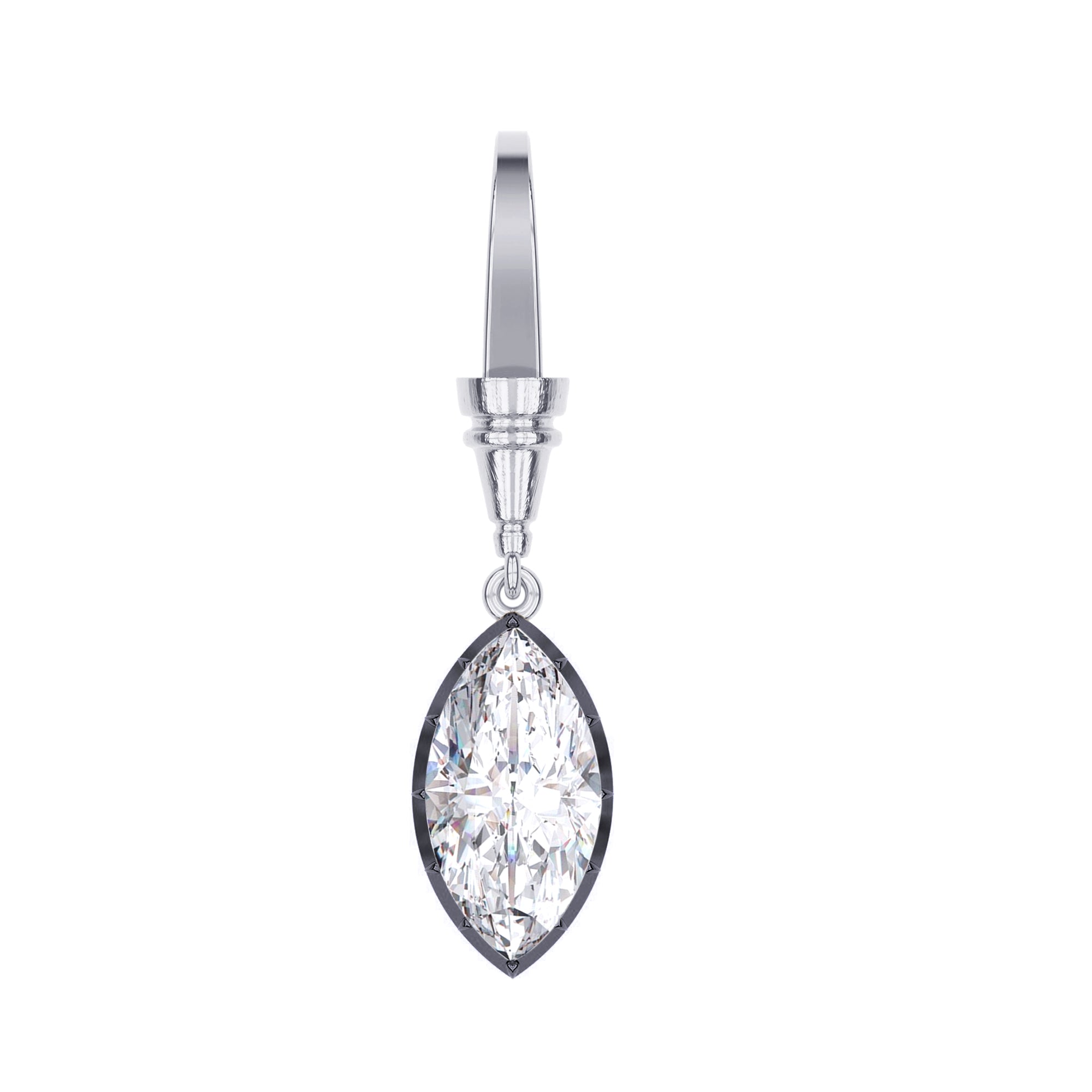 Solitaire Charm Two Tone Pendant Multi Shape 3.00 Carat Lab Created Moissanite