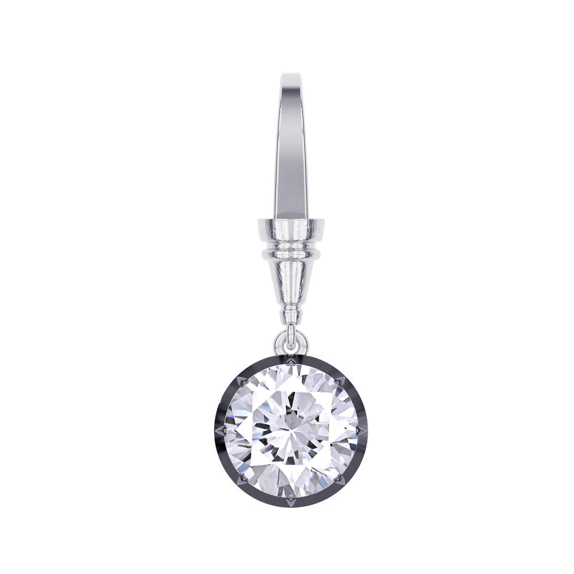 Solitaire Charm Two Tone Pendant Multi Shape 3.00 Carat Lab Created Moissanite