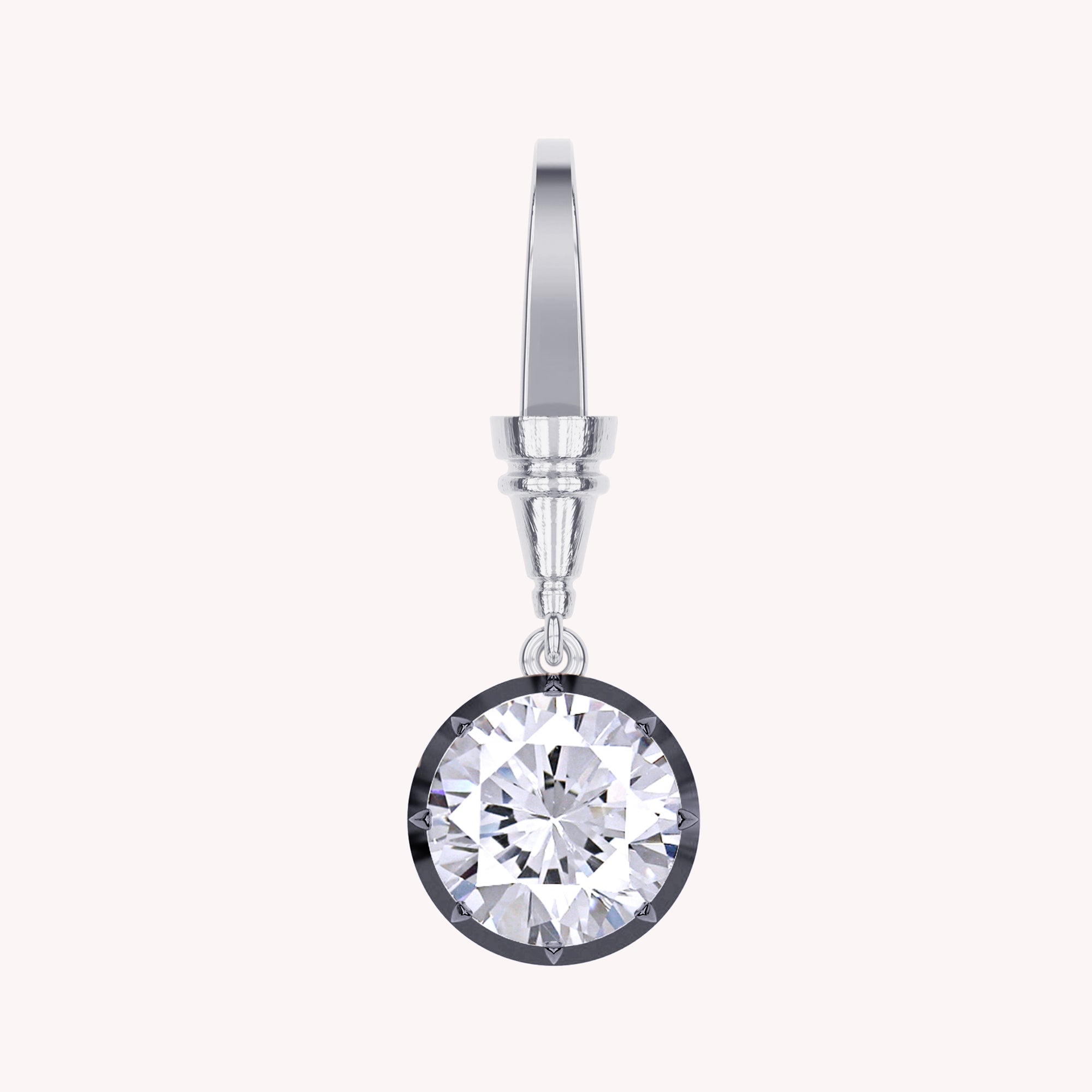 Solitaire Charm Two Tone Pendant Multi Shape 3.00 Carat Lab Created Moissanite