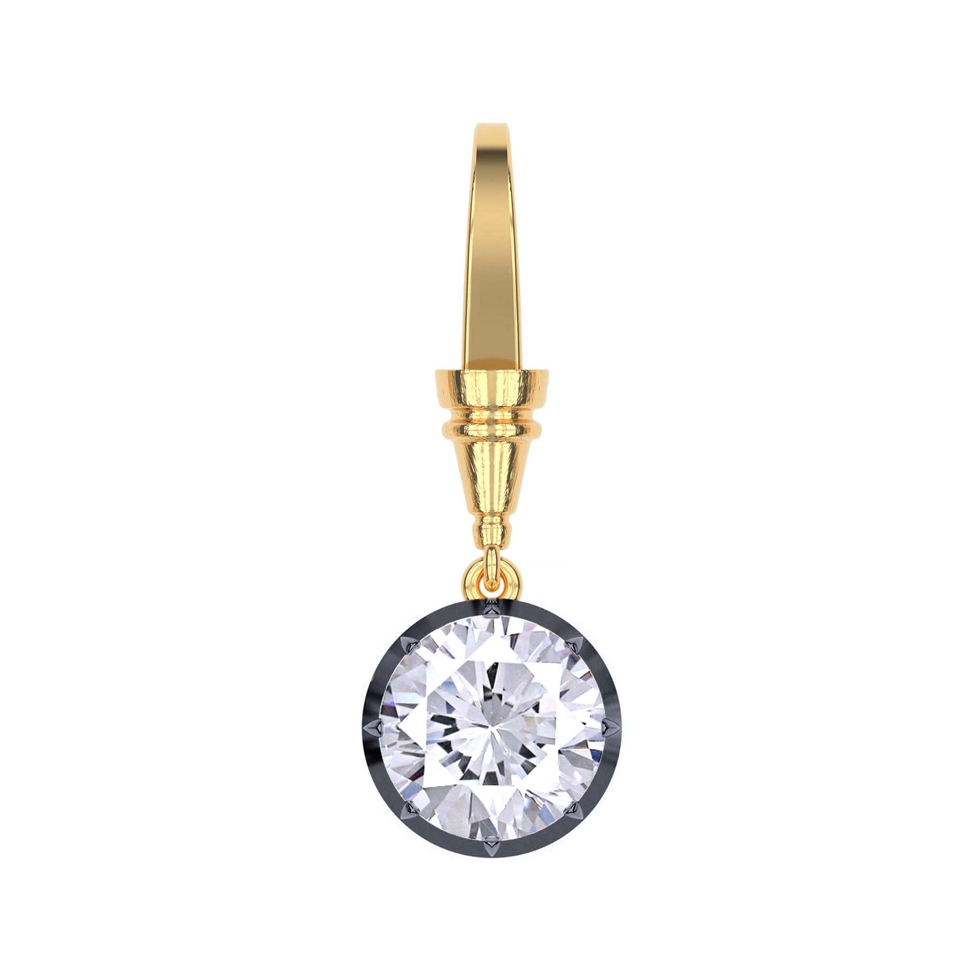 Solitaire Charm Two Tone Pendant Multi Shape 3.00 Carat Lab Created Moissanite