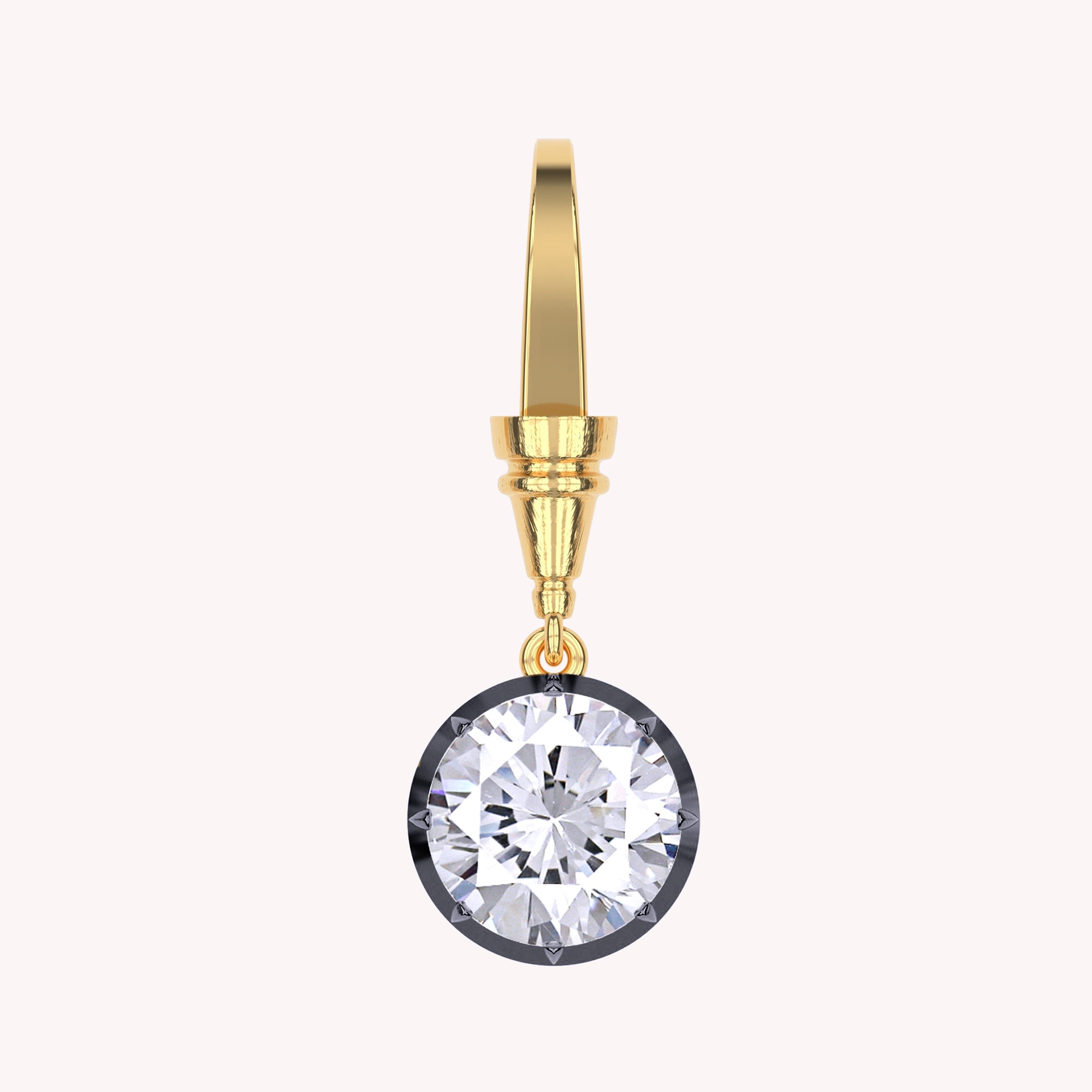 Solitaire Charm Two Tone Pendant Multi Shape 3.00 Carat Lab Created Moissanite