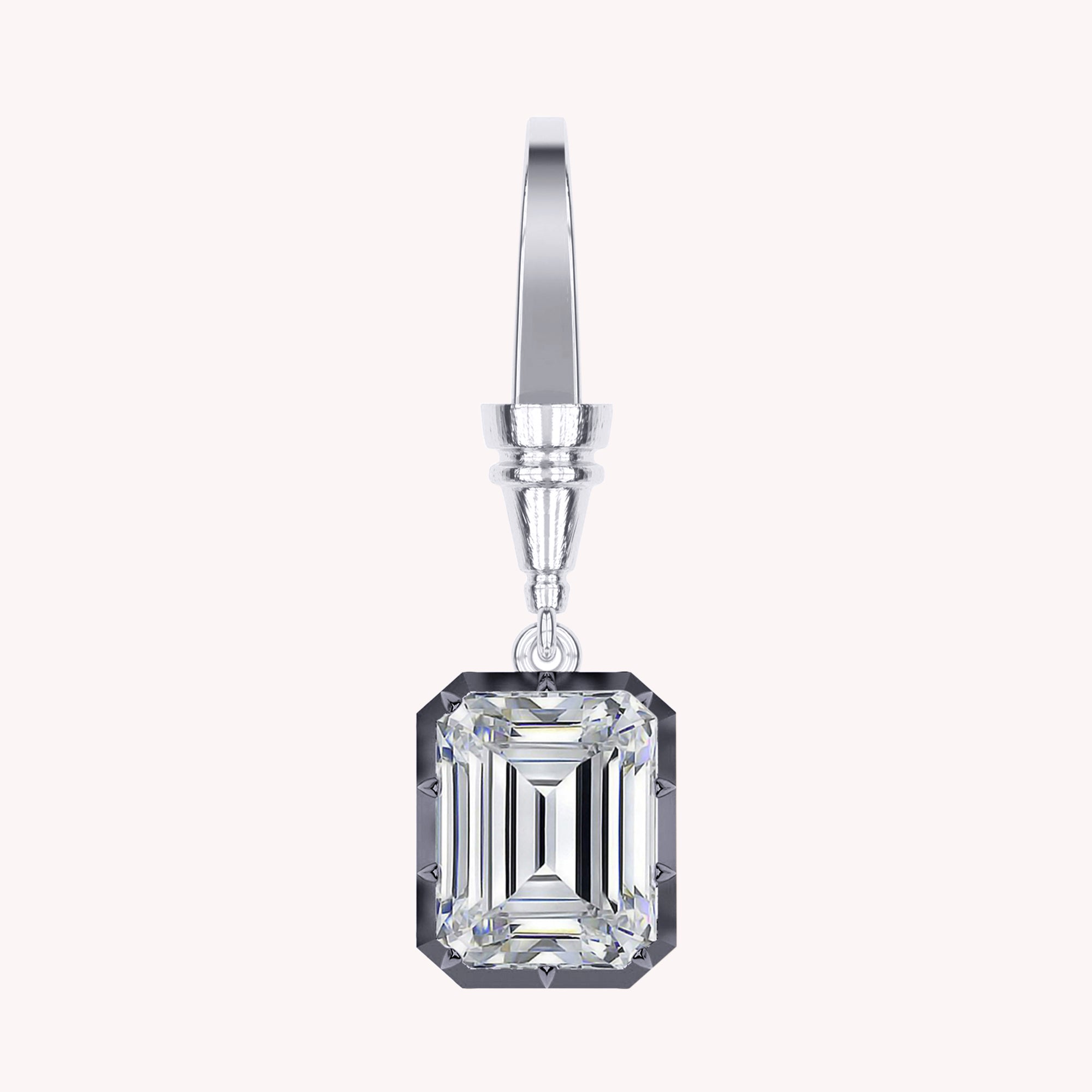 Solitaire Charm Two Tone Pendant Multi Shape 3.00 Carat Lab Created Moissanite