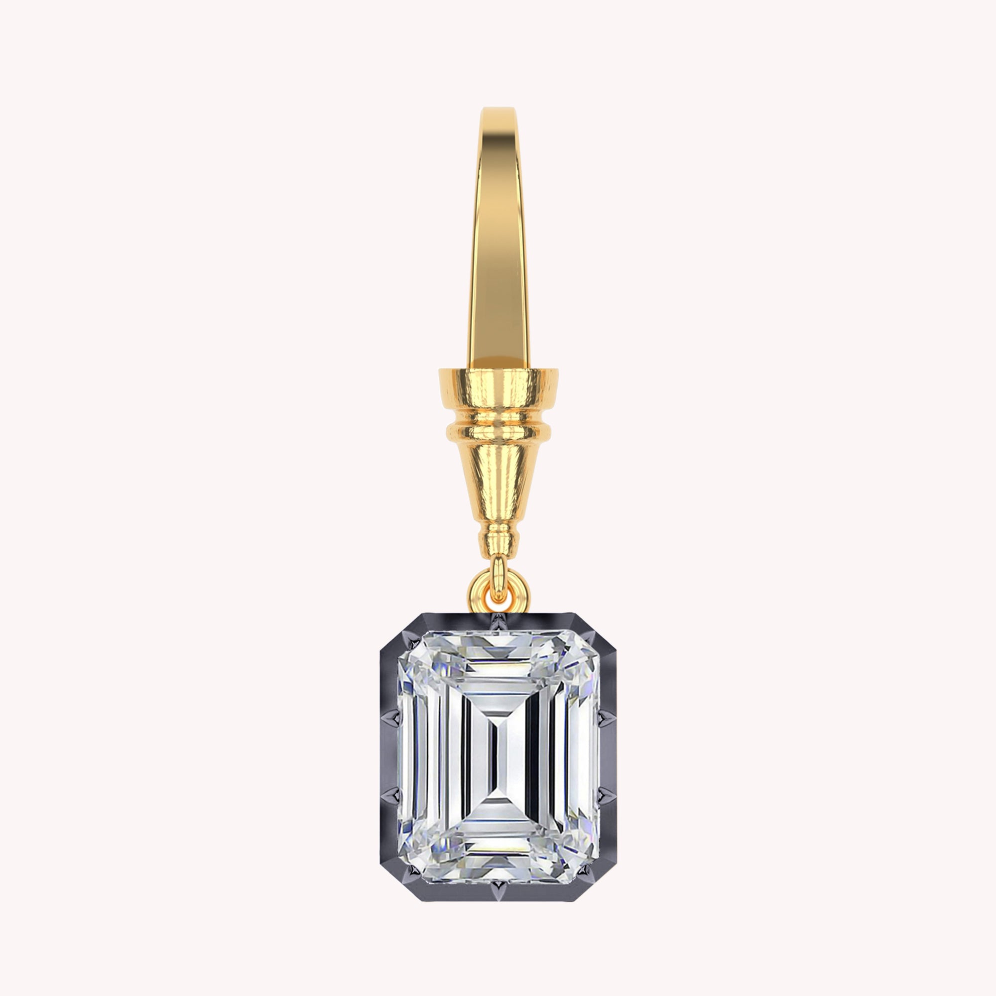 Solitaire Charm Two Tone Pendant Multi Shape 3.00 Carat Lab Created Moissanite