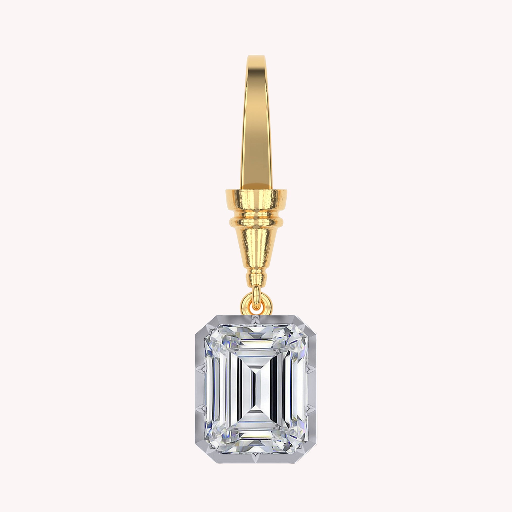 Solitaire Charm Pendant Bracelet Necklace Two Tone Pendant Multi Shape 3.00 Carat Lab Created Moissanite