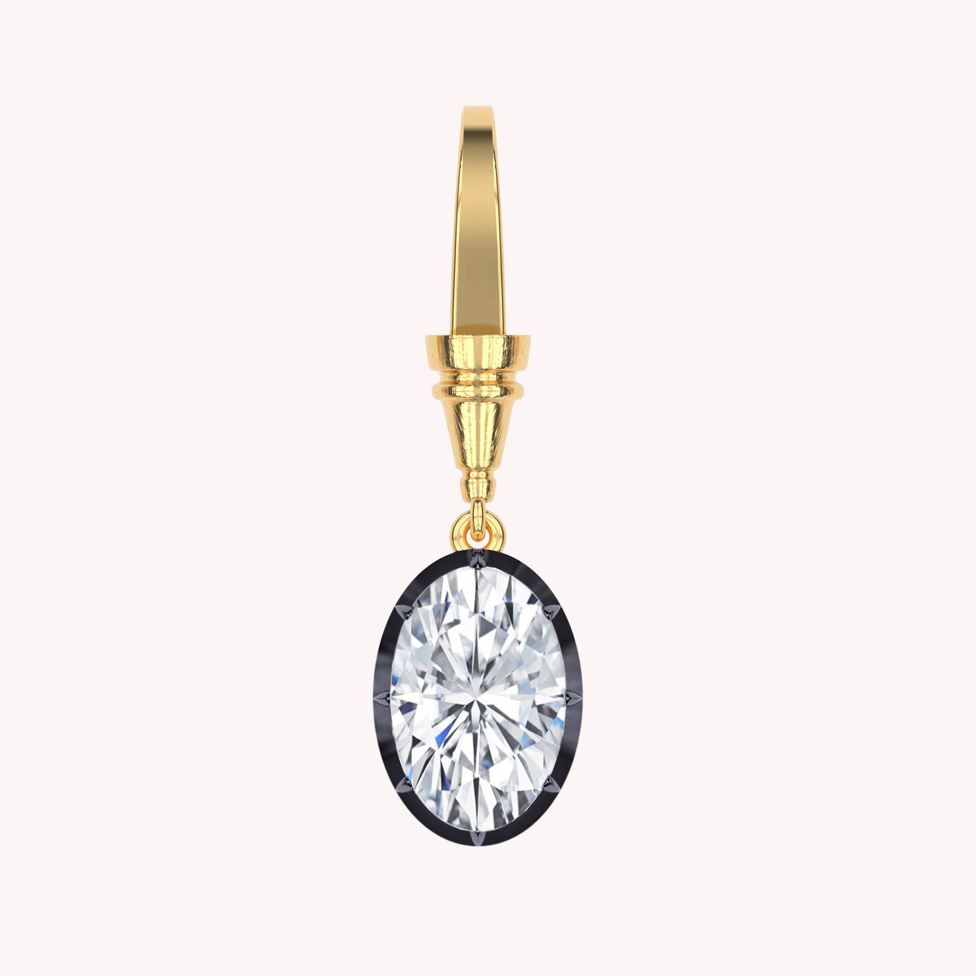 Solitaire Charm Two Tone Pendant Multi Shape 3.00 Carat Lab Created Moissanite