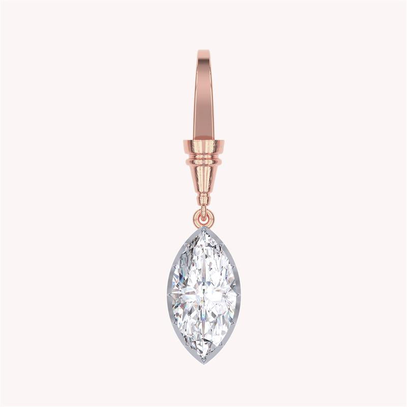 Marquise Shape 4.00 Carat Lab Created Moissanite Solitaire Charm Two Tone Pendant