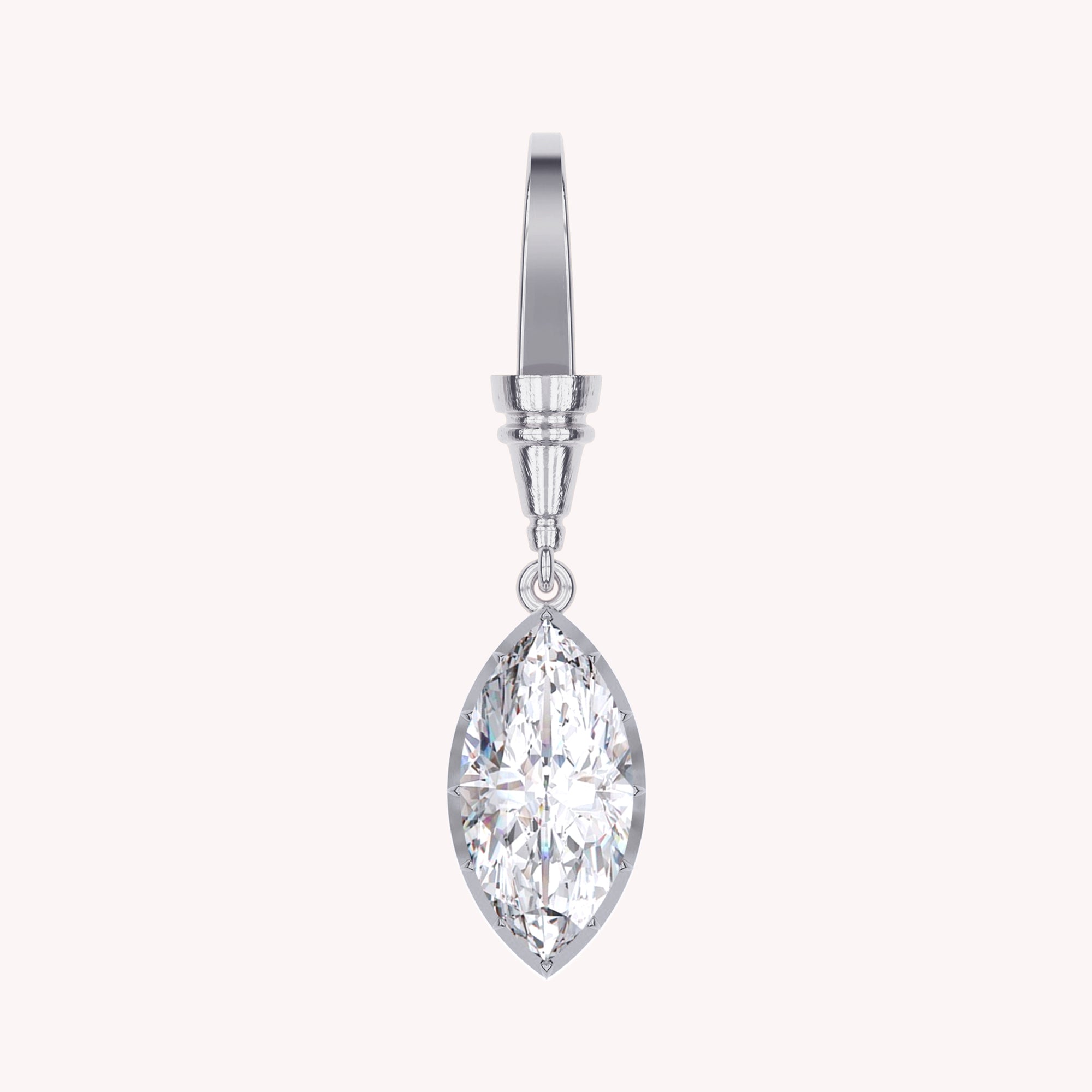 Marquise Shape 4.00 Carat Lab Created Moissanite Solitaire Charm Two Tone Pendant