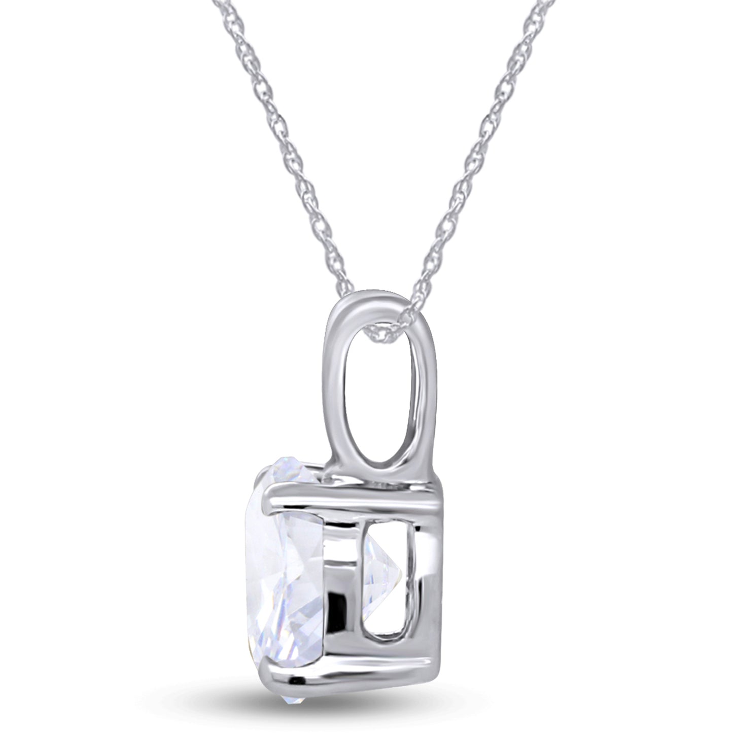 1 Carat 6.5MM Round Cut Lab Created Moissanite Diamond Solitaire Pendant Necklace In 925 Sterling Silver (1 Cttw)