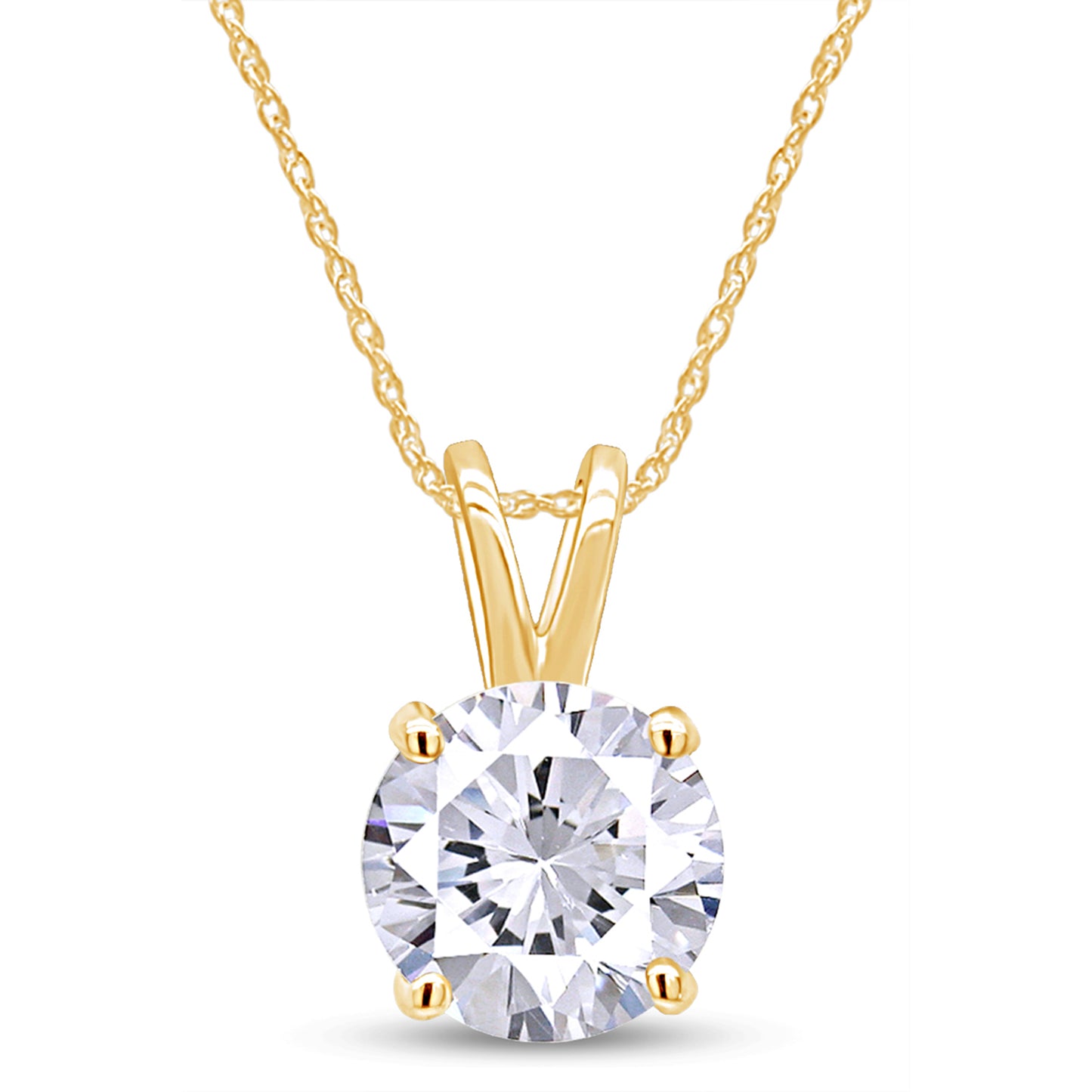 1 Carat 6.5MM Round Cut Lab Created Moissanite Diamond Solitaire Pendant Necklace In 925 Sterling Silver (1 Cttw)