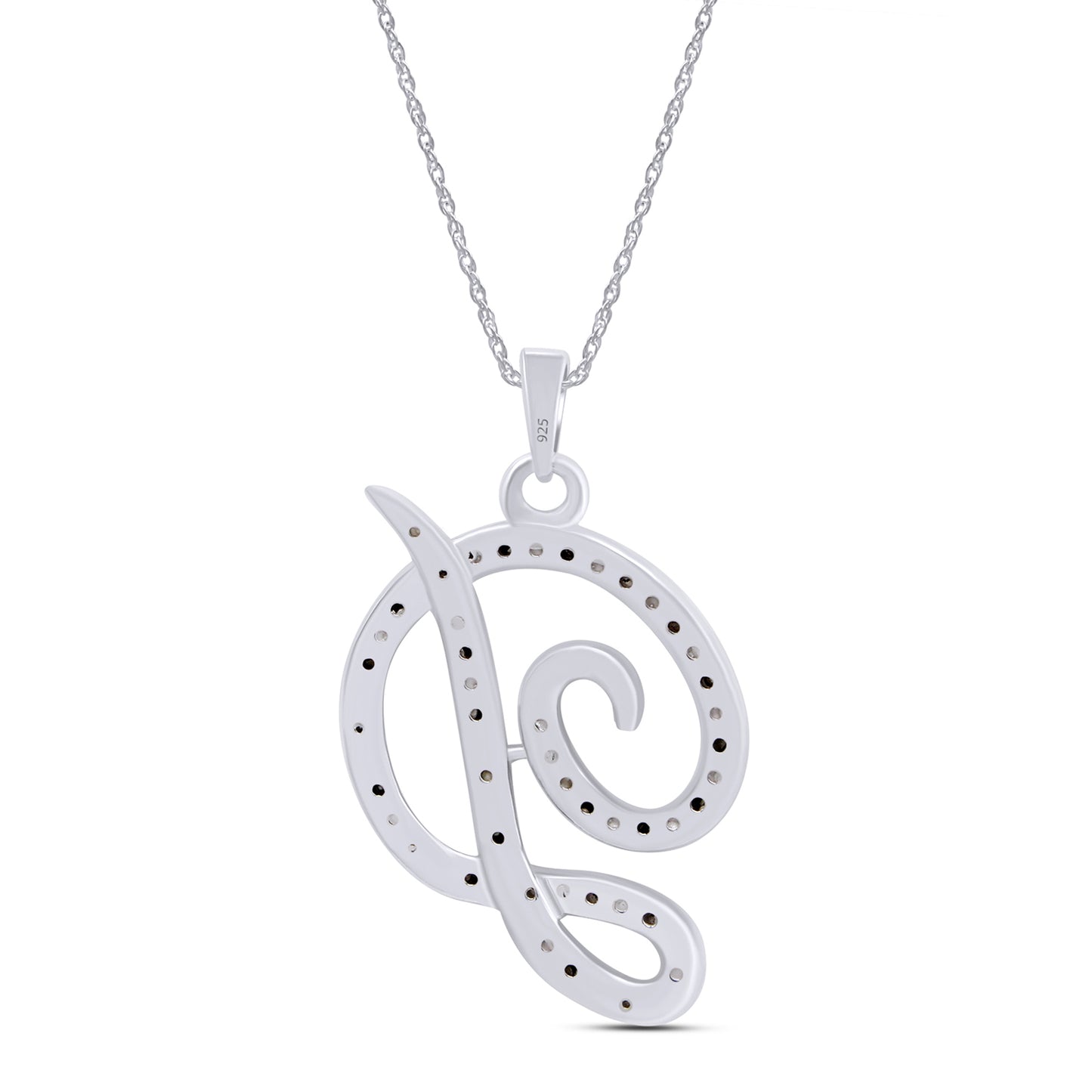 1/4 Carat Black Natural Diamond D Initial Pendant Necklace In 925 Sterling Silver (0.24 Cttw)