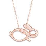 Round White Natural Diamond Bunny Infinity Pendant Necklace