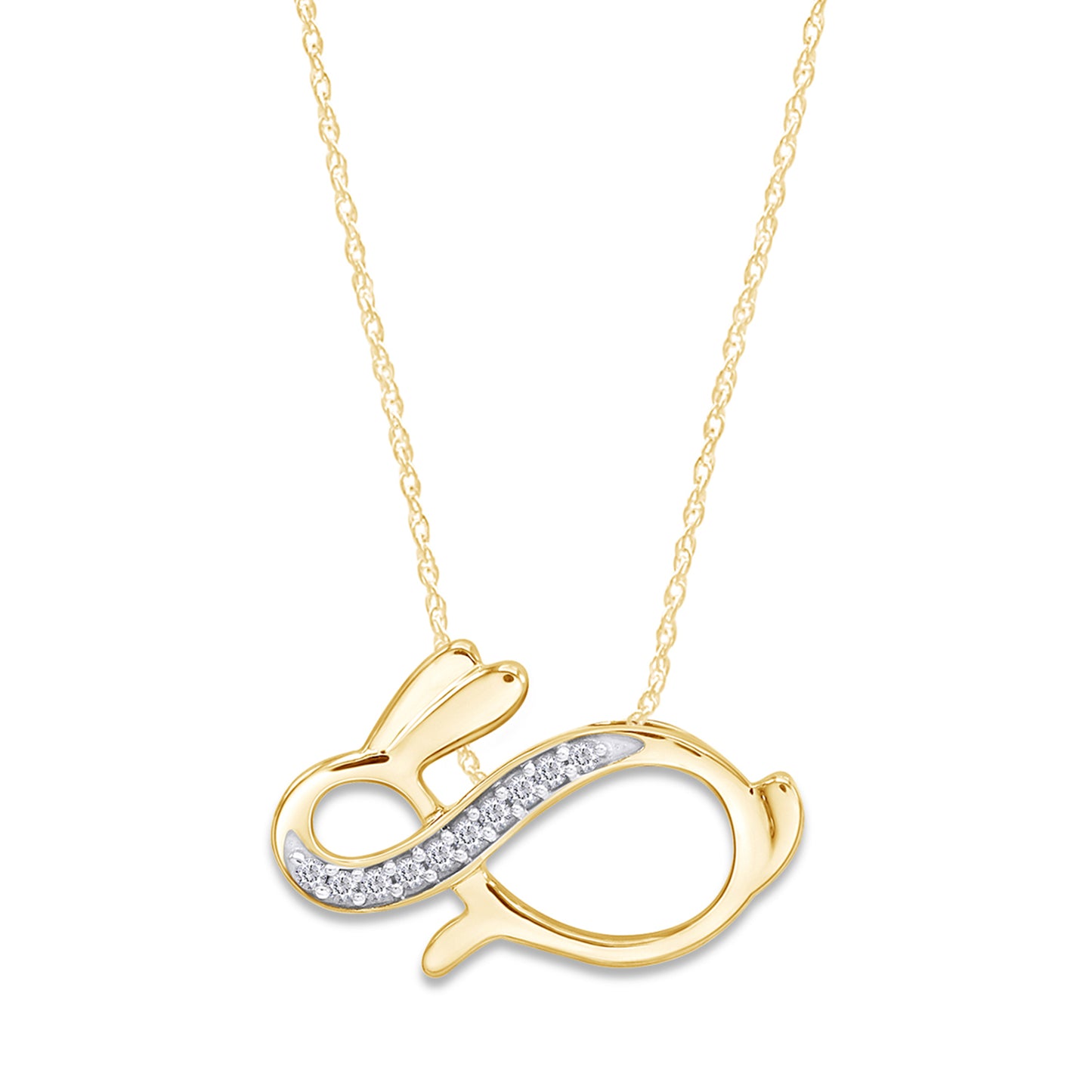 Load image into Gallery viewer, White Natural Diamond Bunny Infinity Pendant Necklace For Women In 925 Sterling Silver (0.10 Cttw)
