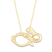Round White Natural Diamond Bunny Infinity Pendant Necklace