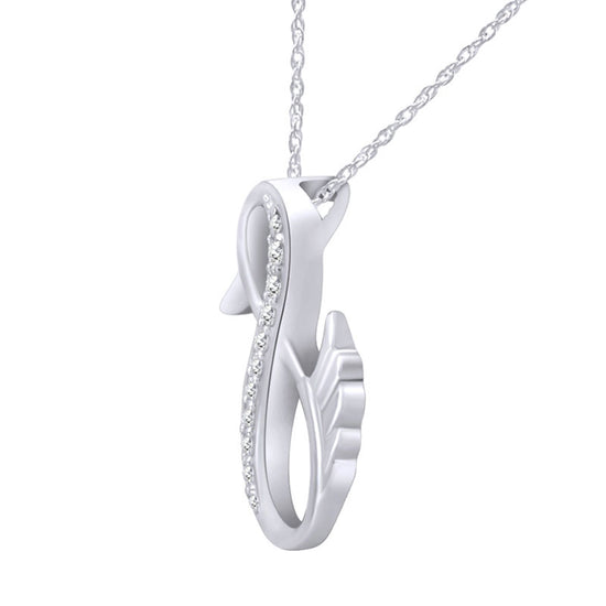 Natural Diamond Duck Infinity Pendant Necklace For Women In 925 Sterling Silver (0.10 Cttw)
