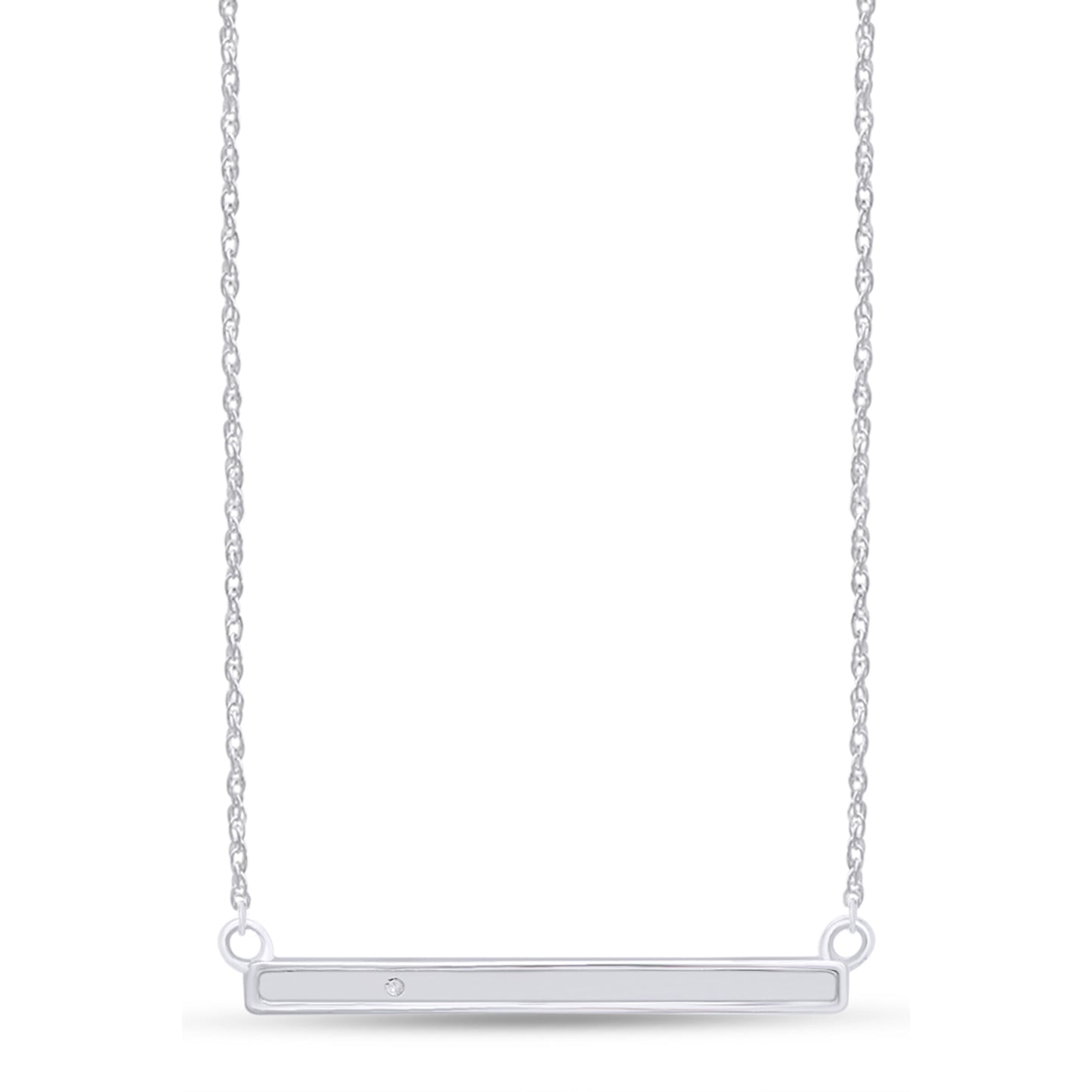 0.05 Carat Round Cut White Natural Diamond Accent Bar Pendant Necklace For Women In 925 Sterling Silver