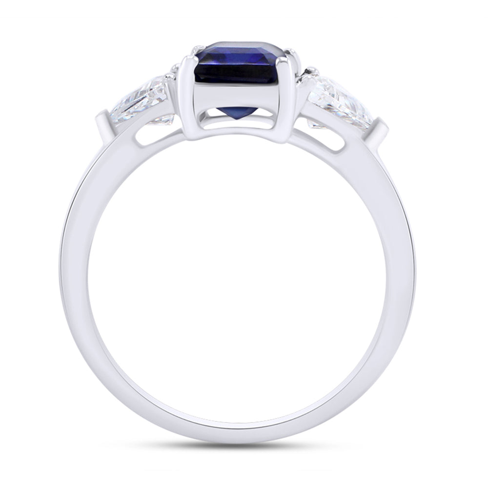 
                      
                        14k Gold Plated 925 Sterling Silver Emerald Cut Blue Sapphire With Trillion White Topaz Ring for Women Statement Jewelry Gift For Her
                      
                    