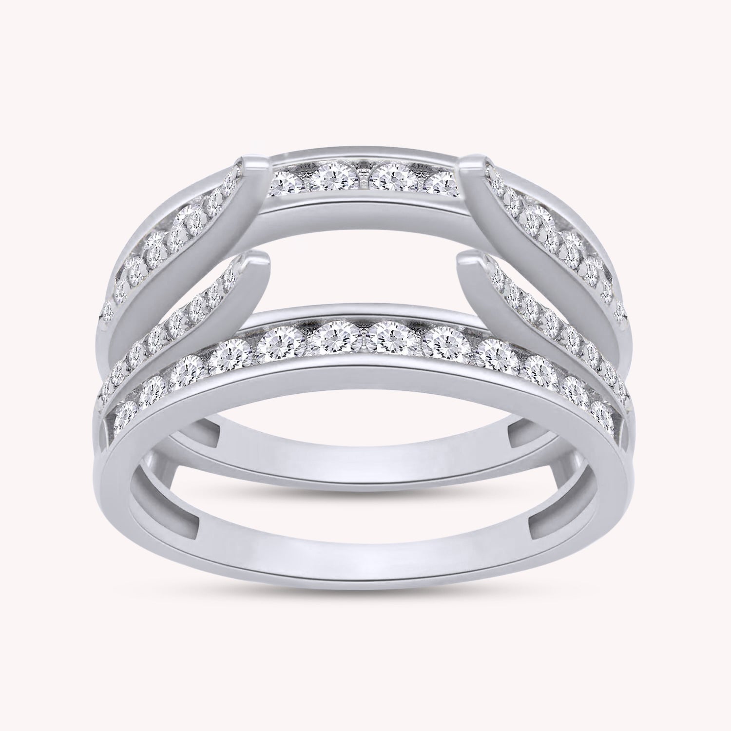 Lab Created Moissanite Combination Cathedral and Classic Enhancer Ring Guard