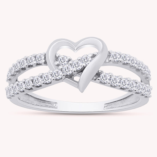 White Cubic Zirconia Split Shank Infinity Heart Promise Ring Jewelry for Women 925 Sterling Silver