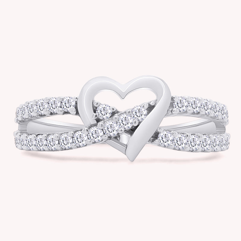 Infinity Heart White Cubic Zirconia Ring