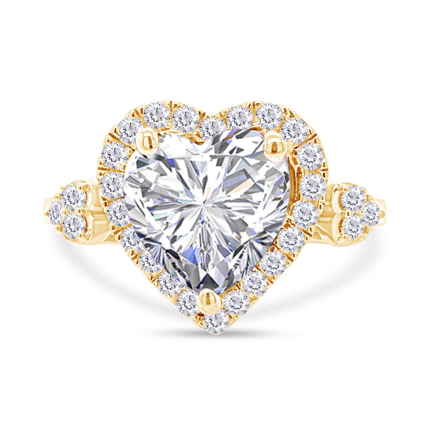 3 Carat Heart & Round Lab Created Moissanite Diamond Halo Promise Rings For Women In 925 Sterling Silver