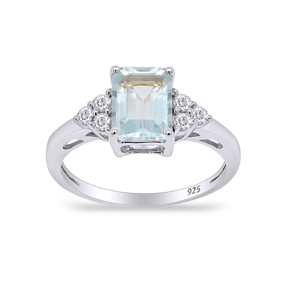 
                      
                        Simulated Blue Aquamarine & White Topaz CZ Fashion Ring in 14k Gold Over Sterling Silver (1.67 Cttw)
                      
                    