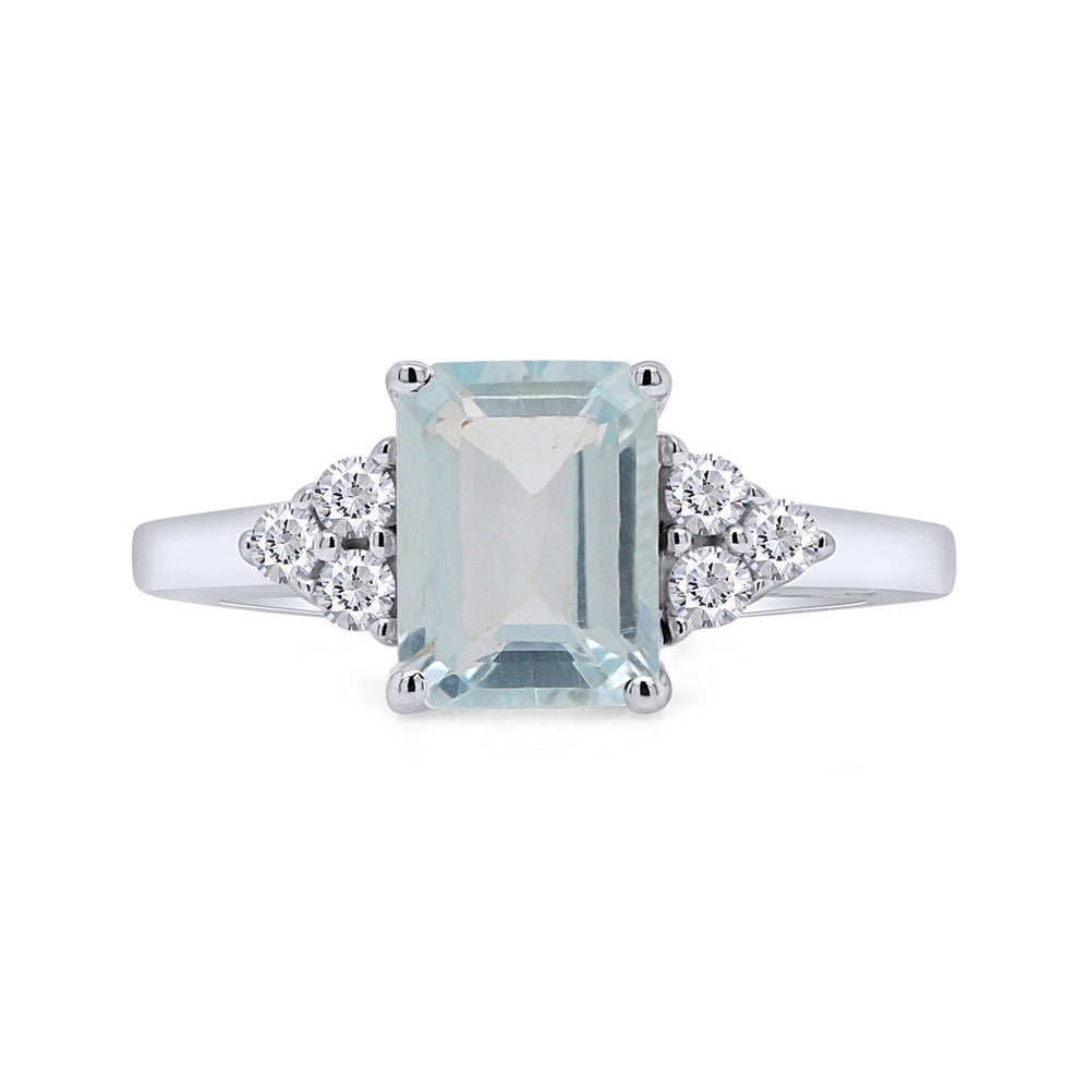 
                      
                        Simulated Blue Aquamarine & White Topaz CZ Fashion Ring in 14k Gold Over Sterling Silver (1.67 Cttw)
                      
                    