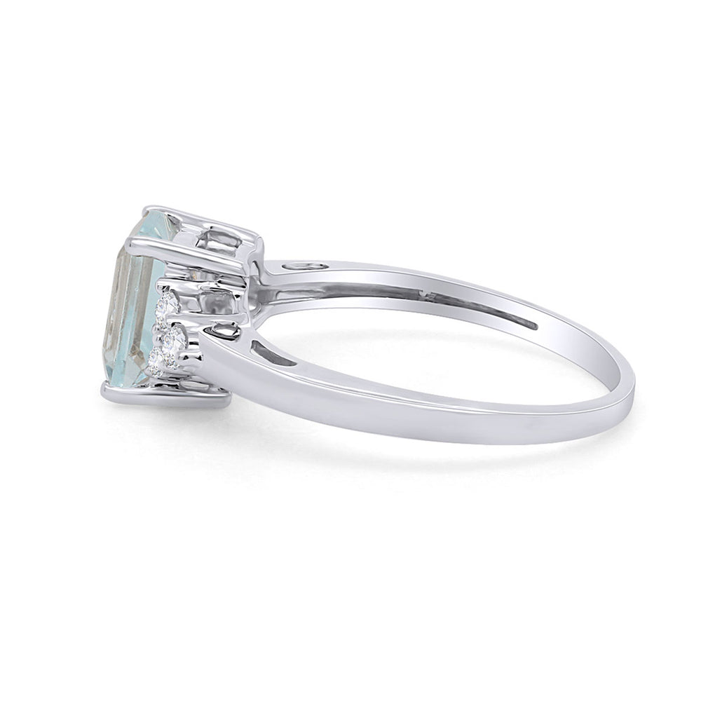 
                      
                        Simulated Blue Aquamarine & White Topaz CZ Fashion Ring in 14k Gold Over Sterling Silver (1.67 Cttw)
                      
                    