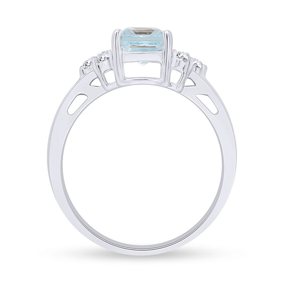 
                      
                        Simulated Blue Aquamarine & White Topaz CZ Fashion Ring in 14k Gold Over Sterling Silver (1.67 Cttw)
                      
                    