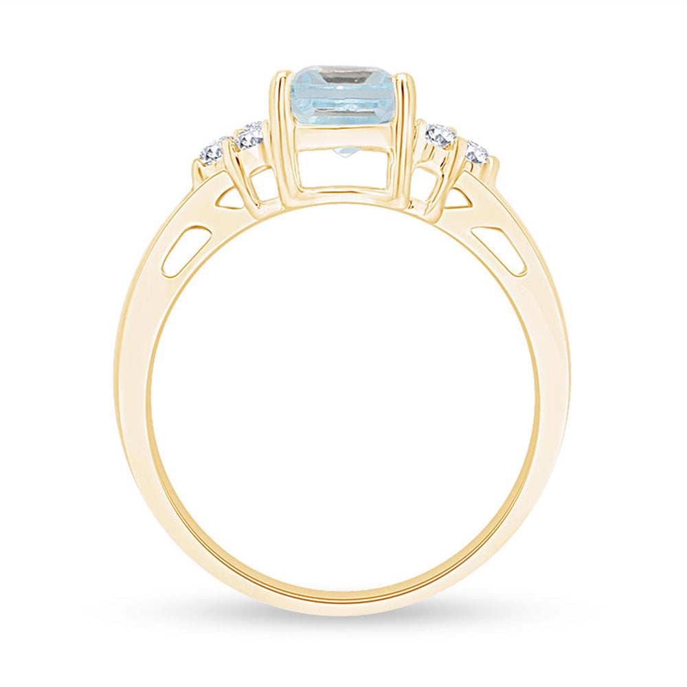 
                      
                        Simulated Blue Aquamarine & White Topaz CZ Fashion Ring in 14k Gold Over Sterling Silver (1.67 Cttw)
                      
                    