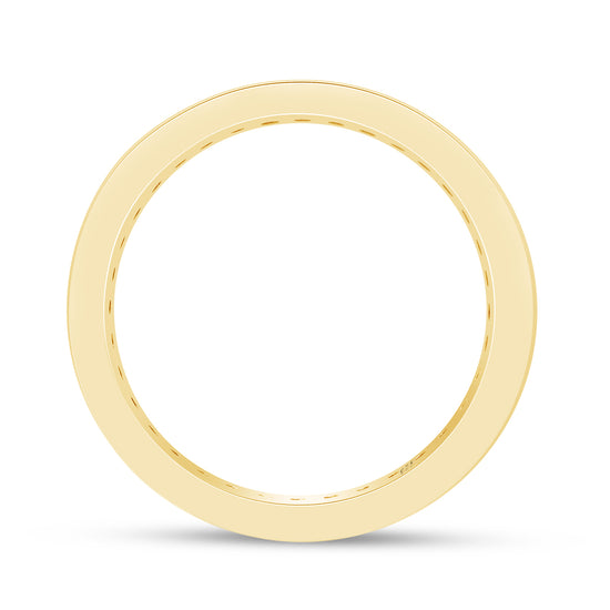 AFFY Round Shape Simulated Birthstone Full Eternity Band Ring in 14K Yellow Gold Over Sterling Silver