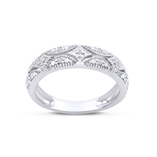 Sterling Silver Diamond Band Ring (1/20 cttw, I-J Color, I2-I3 Clarity) Gift For Her