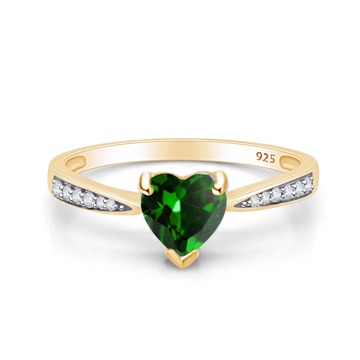 Heart & Round Cut Simulated Birthstone & White Cubic Zirconia Heart Promise Ring For Women In 925 Sterling Silver