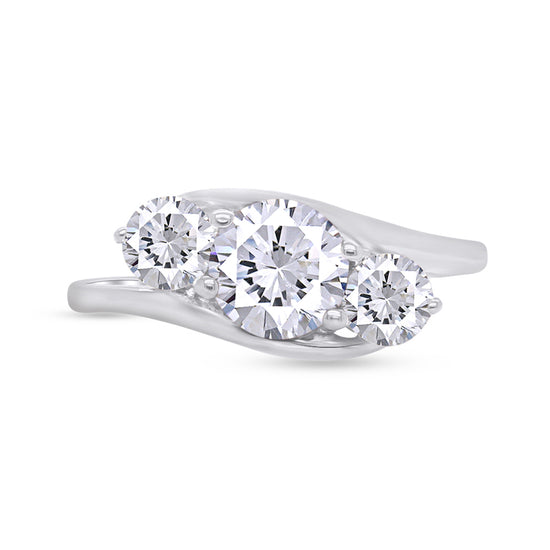 1 Carat Lab Created Moissanite Diamond 3-Stone Bypass Wedding Engagement Ring for Women In 925 Sterling Silver