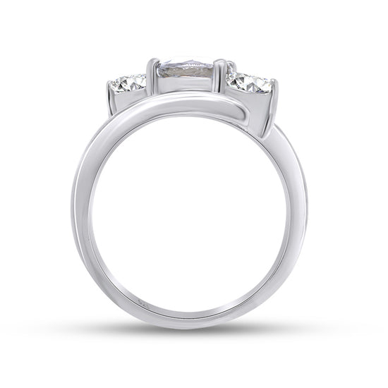 1 Carat Lab Created Moissanite Diamond 3-Stone Bypass Wedding Engagement Ring for Women In 925 Sterling Silver