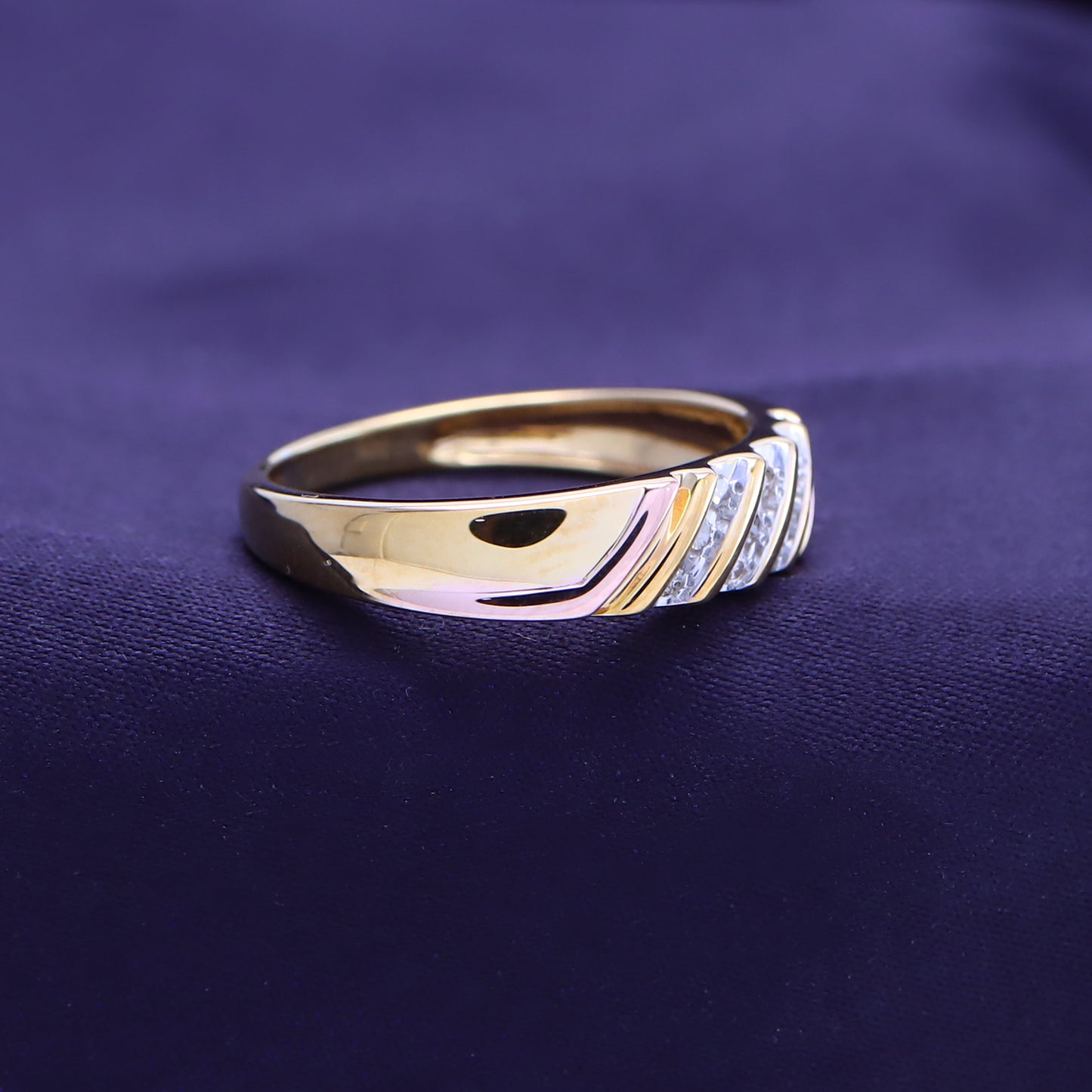 1/10 Carat White Natural Round Diamond Two Tone Mens Wedding Band Ring In 925 Sterling Silver